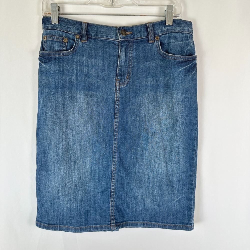 LRL‎ Lauren Jeans Co Denim Pencil Skirt Women 4P Blue Preppy 90s Y2K Timeless